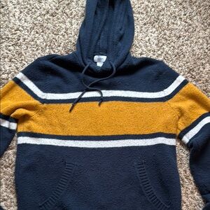 Navy and Gold Striped Men's Sweater